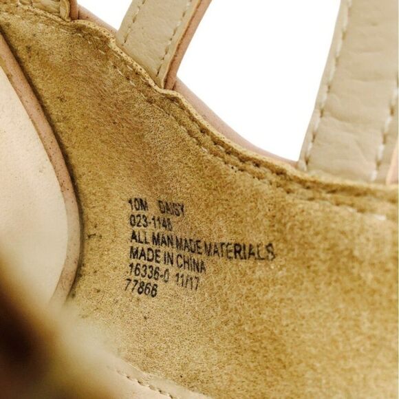 Nicole Miller Daisy Strappy Sandals Flower Embellishments 10 Block Heel Tan - Picture 11 of 12